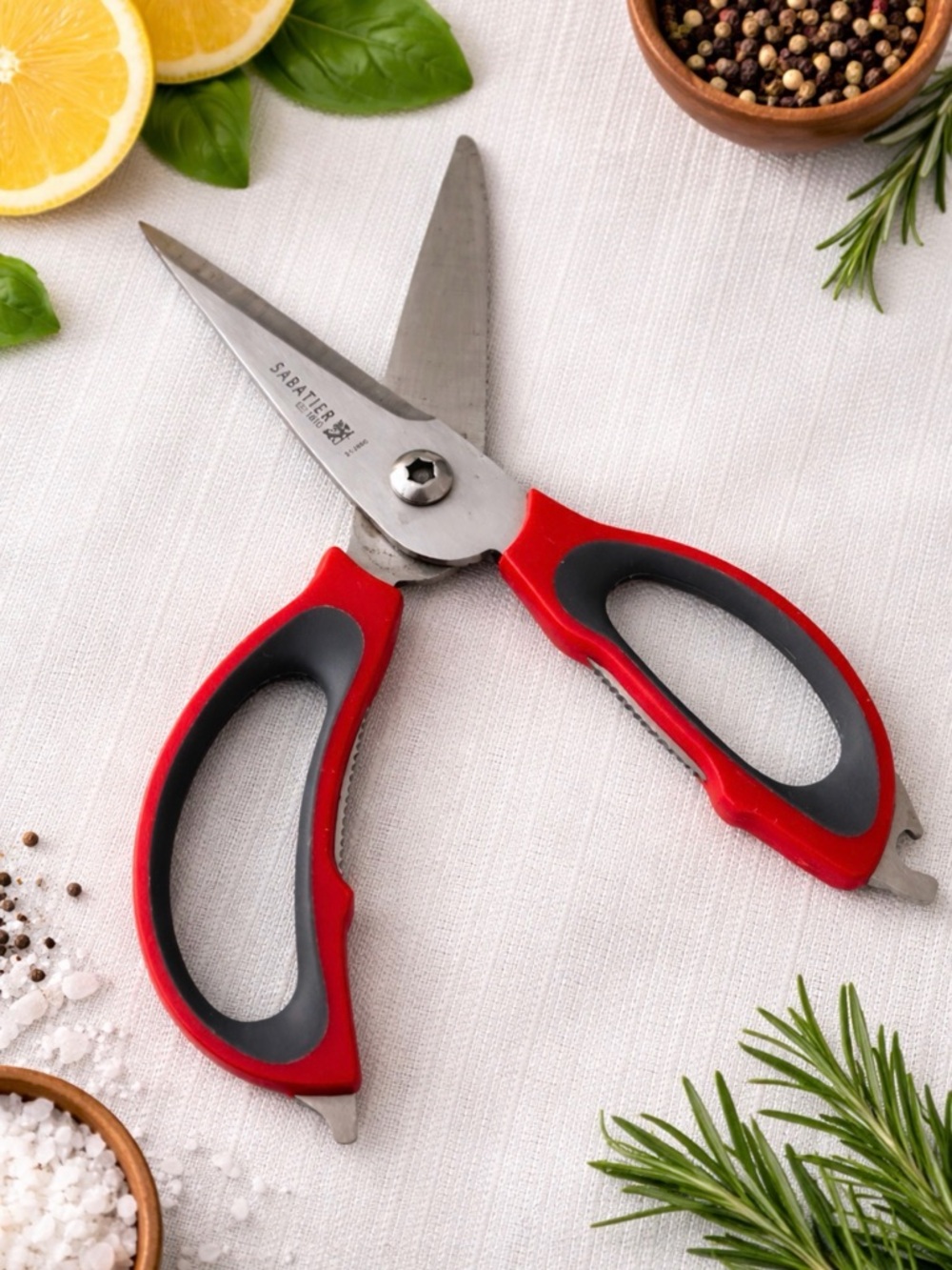 Sabatier Est. 1810 Red Kitchen Shears Multifunctional Scissors Excellent(F142)